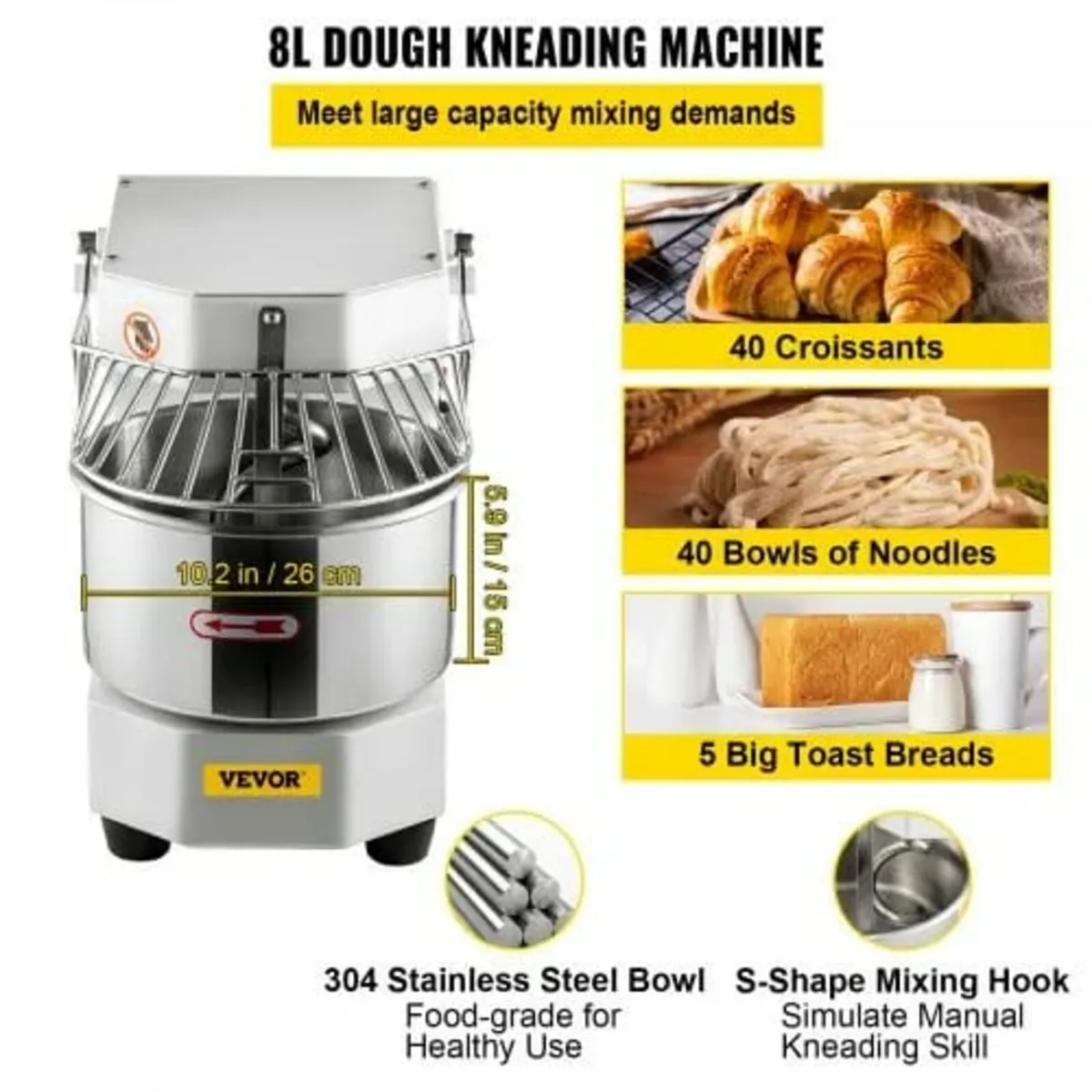 Commercial Dough Food Mixer Spiral Dough Mixer w/ - Image 4