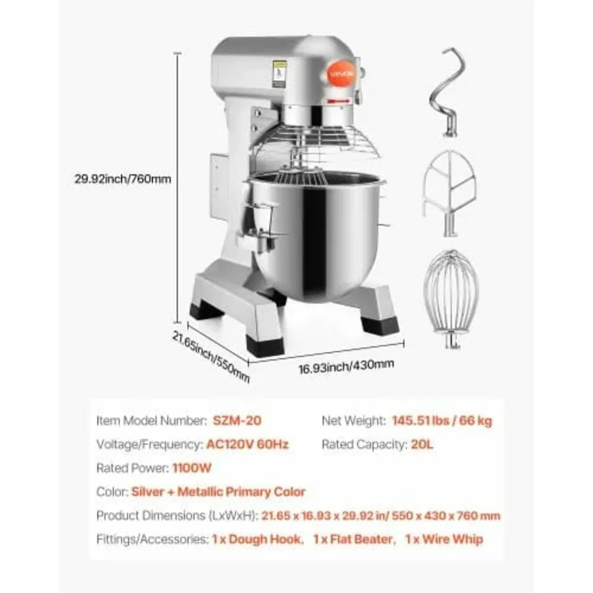 Electric Food Mixer 20L Food Stand Mixer 500W Elec - Image 4