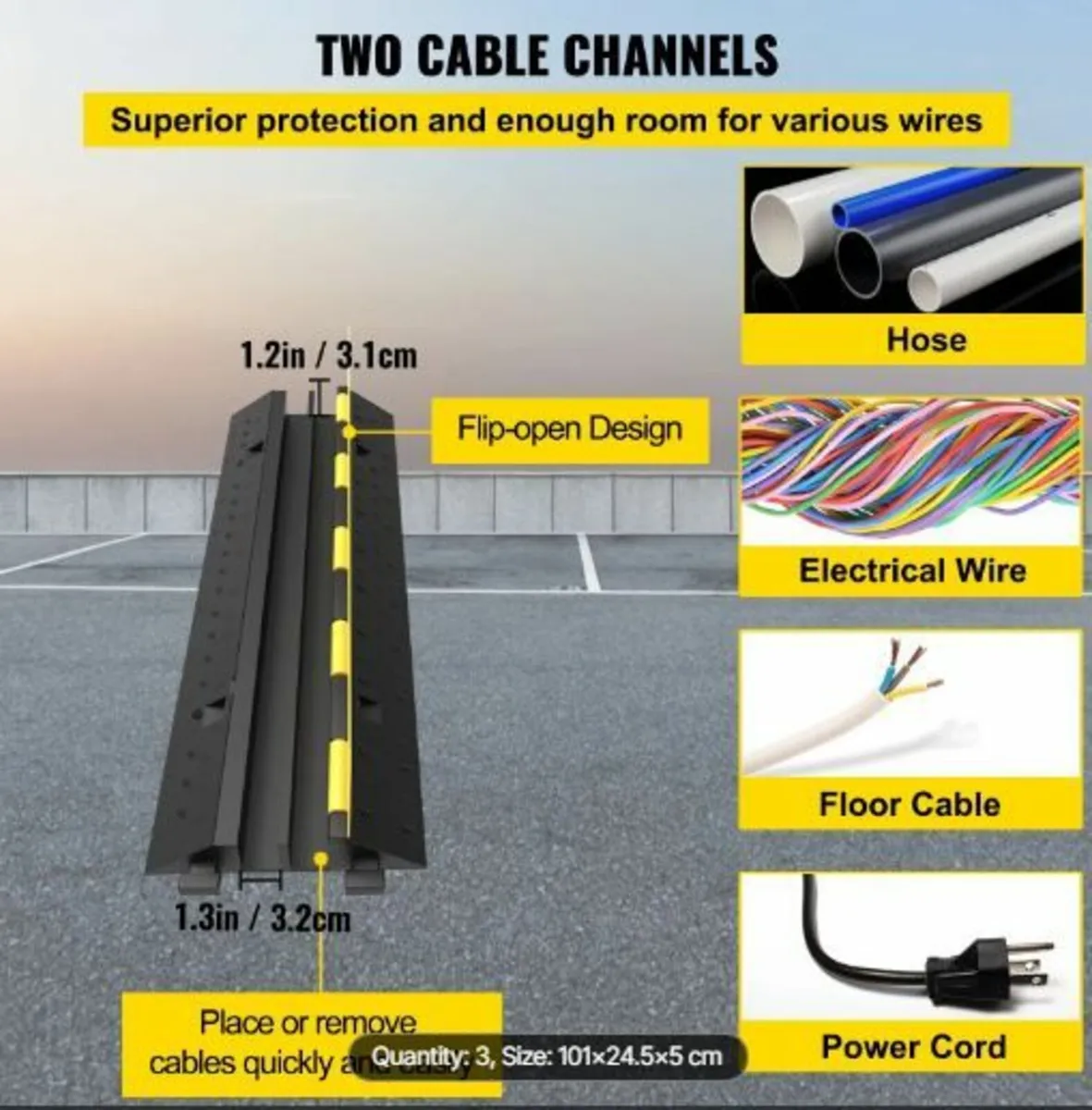 Cable Protector 101x24.5x5cm 3 Pack - Image 3