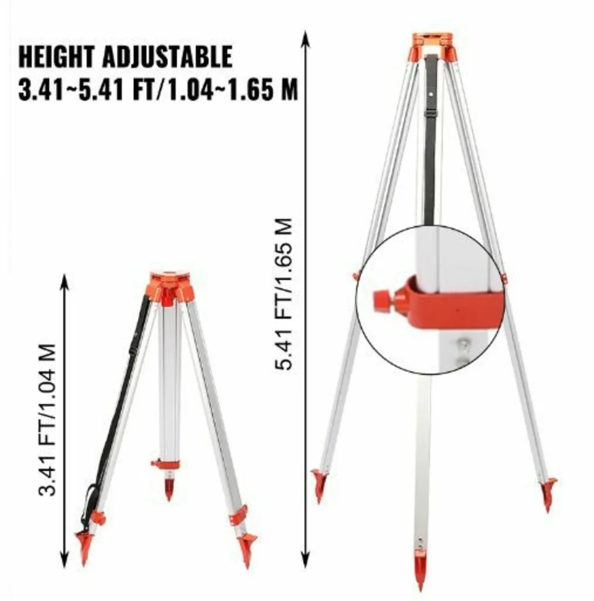 1.65M Aluminum Tripod + 5M 5 Section Dumpy Laser - Image 2