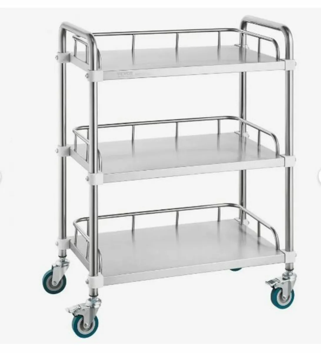 Lab Rolling Cart, 3-Shelf Stainless Steel - Image 4