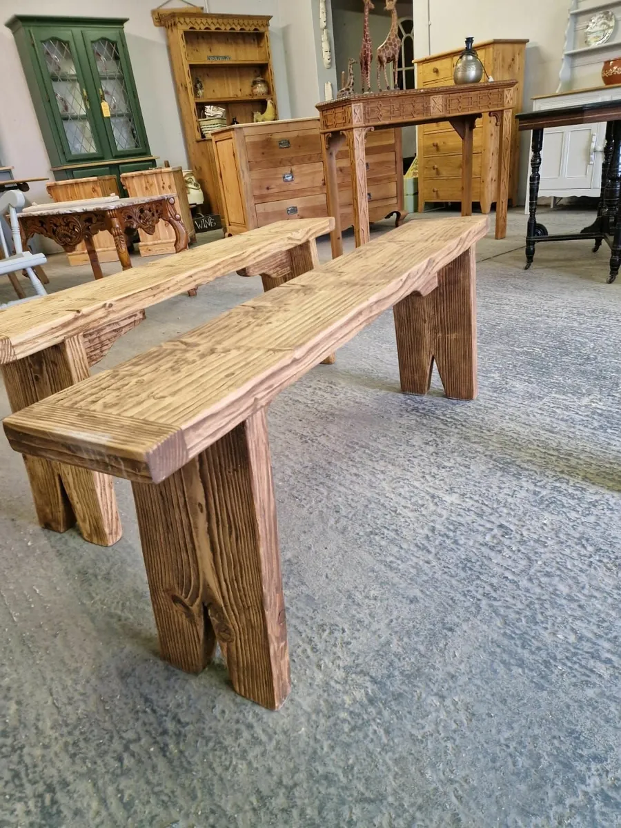 Reclaimed pine rustic benches, pine workshop - Image 4