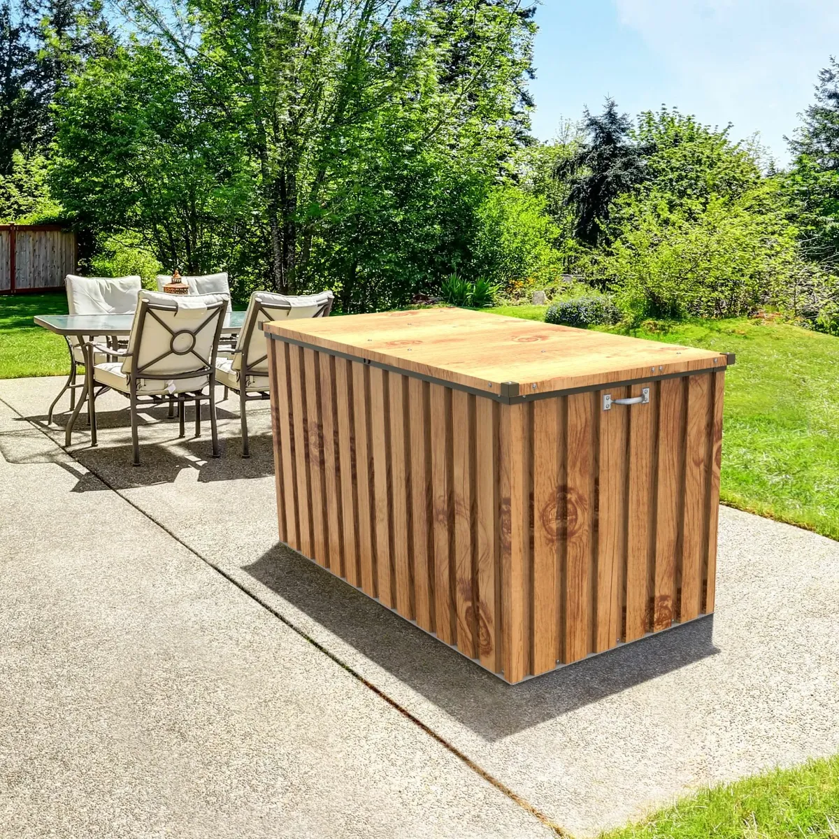 770 Litre Metal Patio Storage Box Brown - Image 3