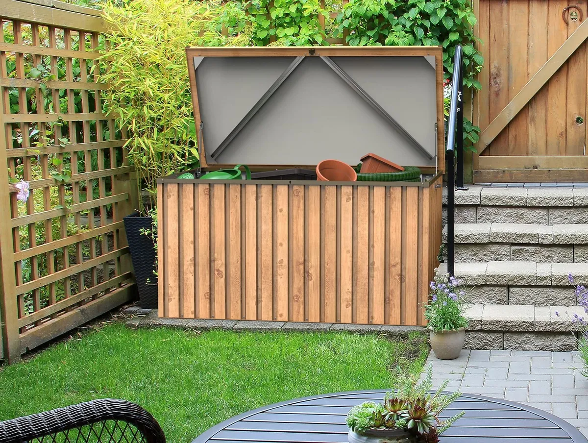 770 Litre Metal Patio Storage Box Brown - Image 1