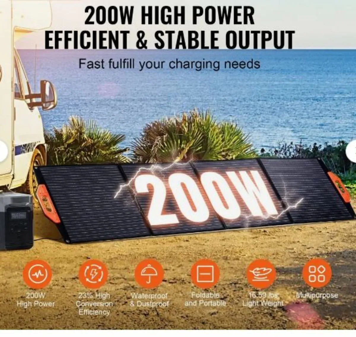 Portable Monocrystalline Solar Panel, 200W - Image 3