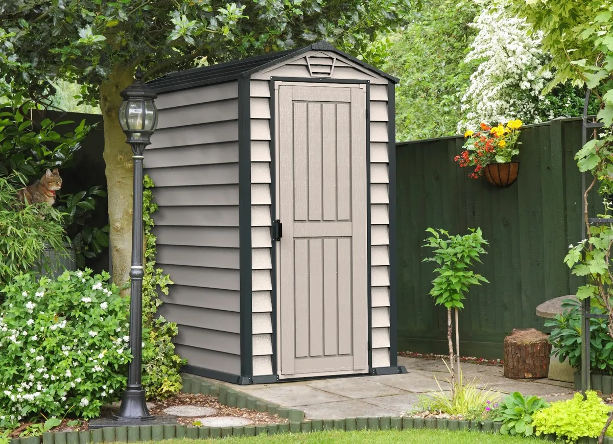 EverMore 4×6 Vinyl Plastic Garden Shed With Floor - Image 1