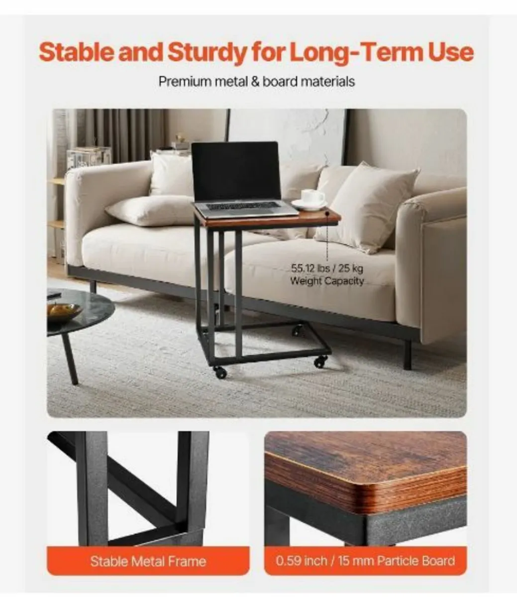 C Table, C Shaped Sofa Side Table - Image 4