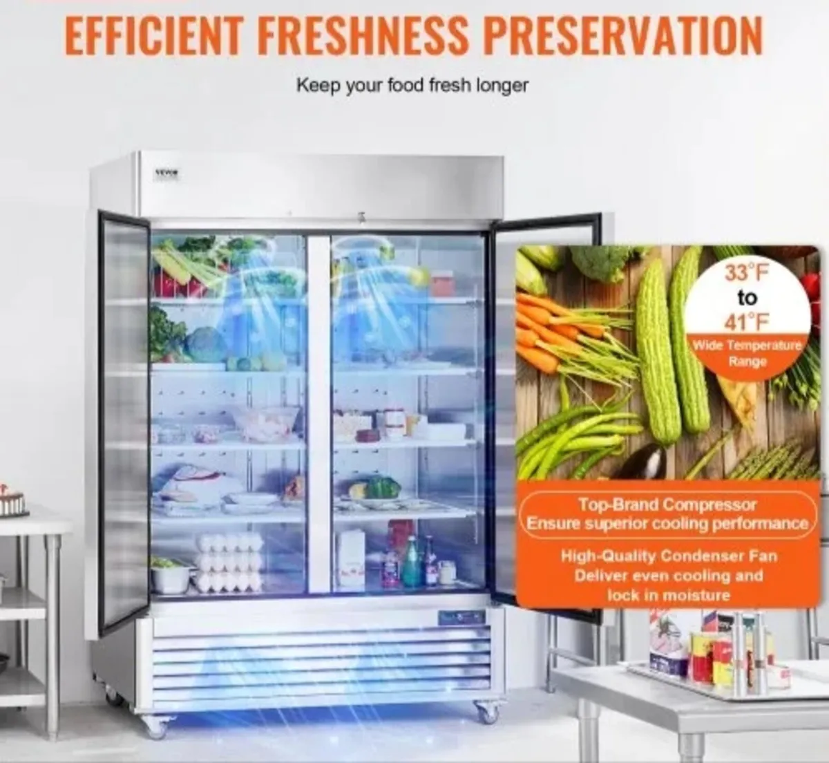 Commercial Refrigerator 38.83 Cu.ft, Reach In Upri - Image 3