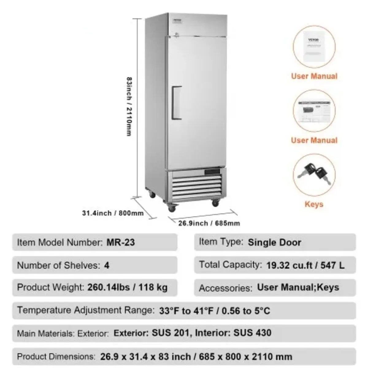Freezer 20.12 Cu.ft, Reach In Upright Freezer Sing - Image 4