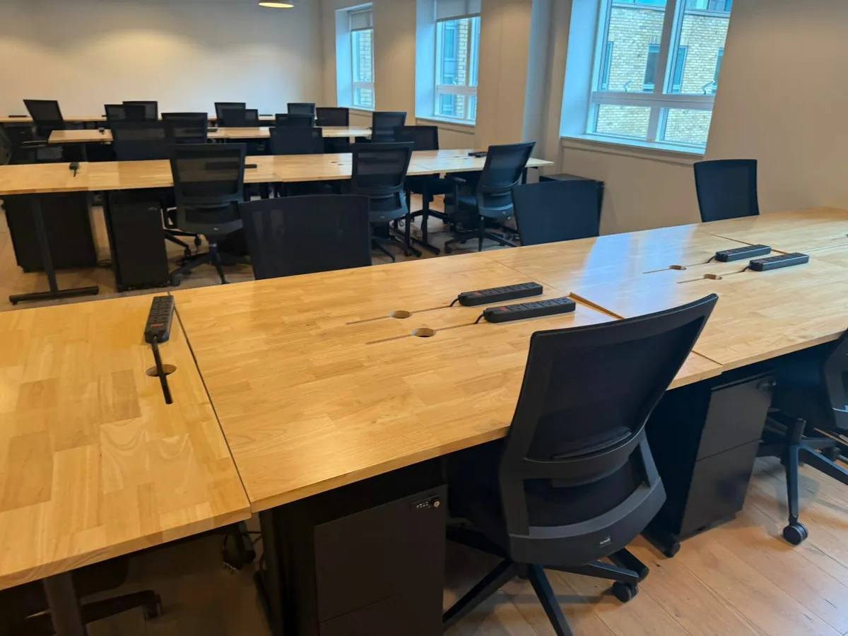 Solid Wood Desks with Black Steel Legs - Image 1