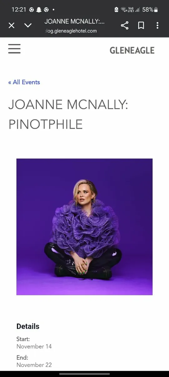 2 tickets for Joanne McNally