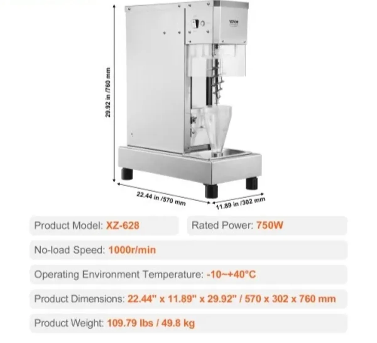 Ice Cream Blender, 750W High-Speed Ice Cream Maker - Image 3