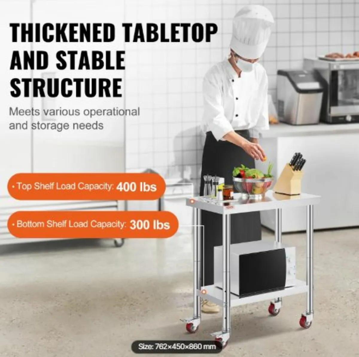 Stainless Steel Catering Work Table 30x18 Inch - Image 2