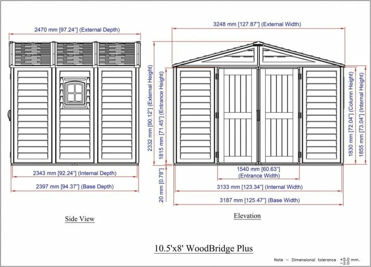 10×8 WoodBridge Vinyl Plastic Shed Ivory Brown - Image 3