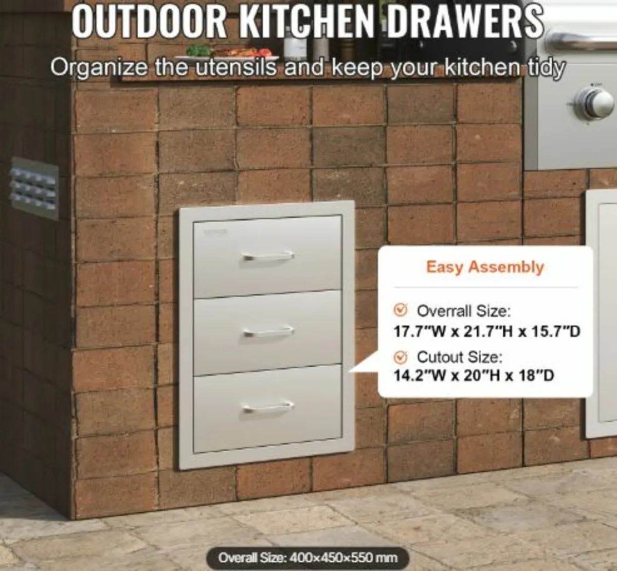 Outdoor Kitchen Drawers 16" W x 21.5" H x 18" D - Image 2