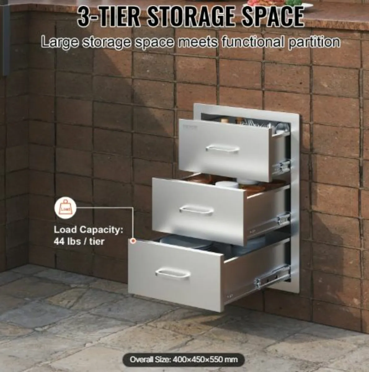 Outdoor Kitchen Drawers 16" W x 21.5" H x 18" D - Image 3