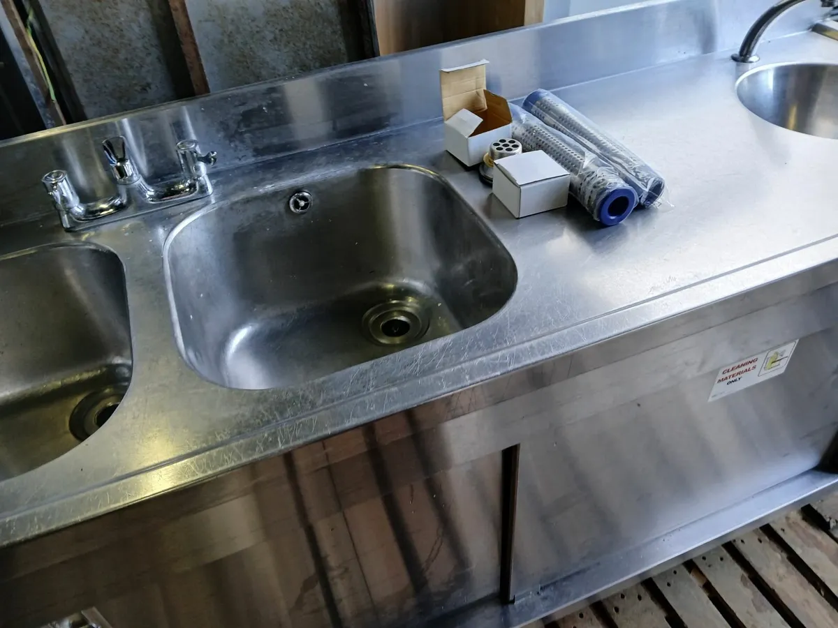 Staneless steel cabbinet double sink unit complete - Image 3