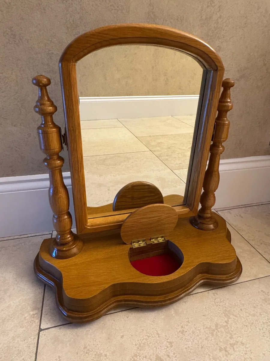 Antique Pine Dressing Table Mirror - Image 3