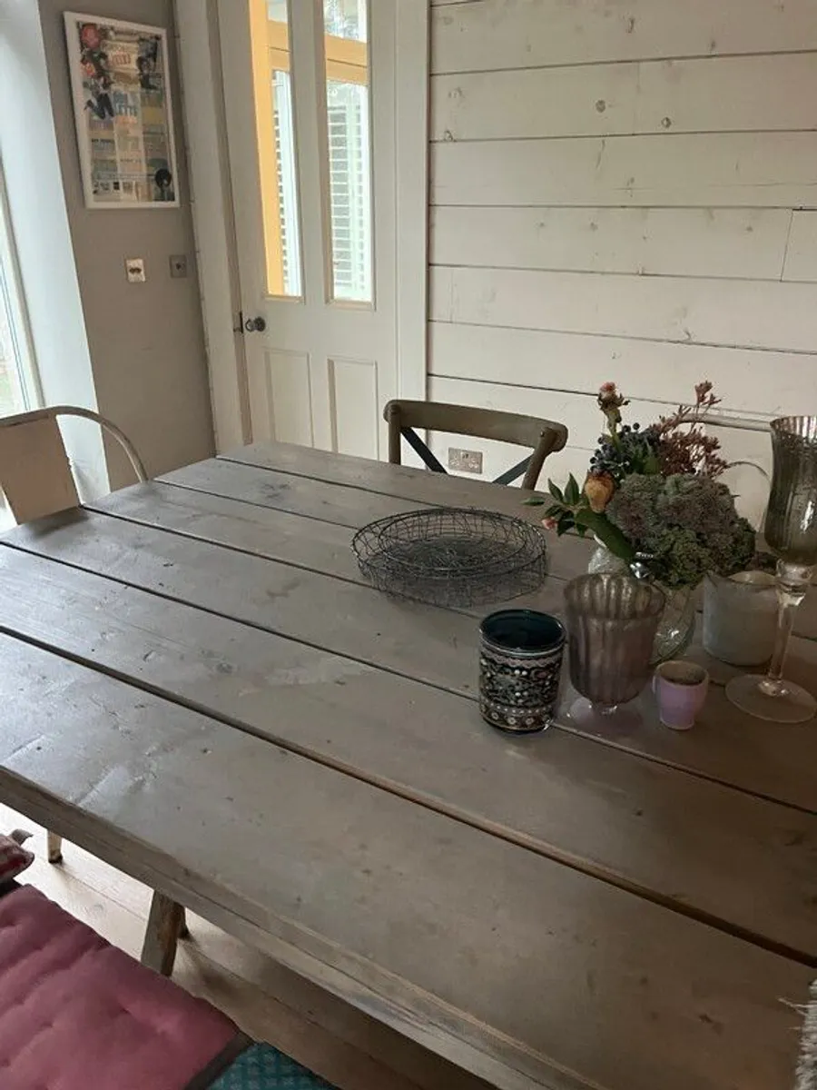 Large Dining Table & Bench - Image 4