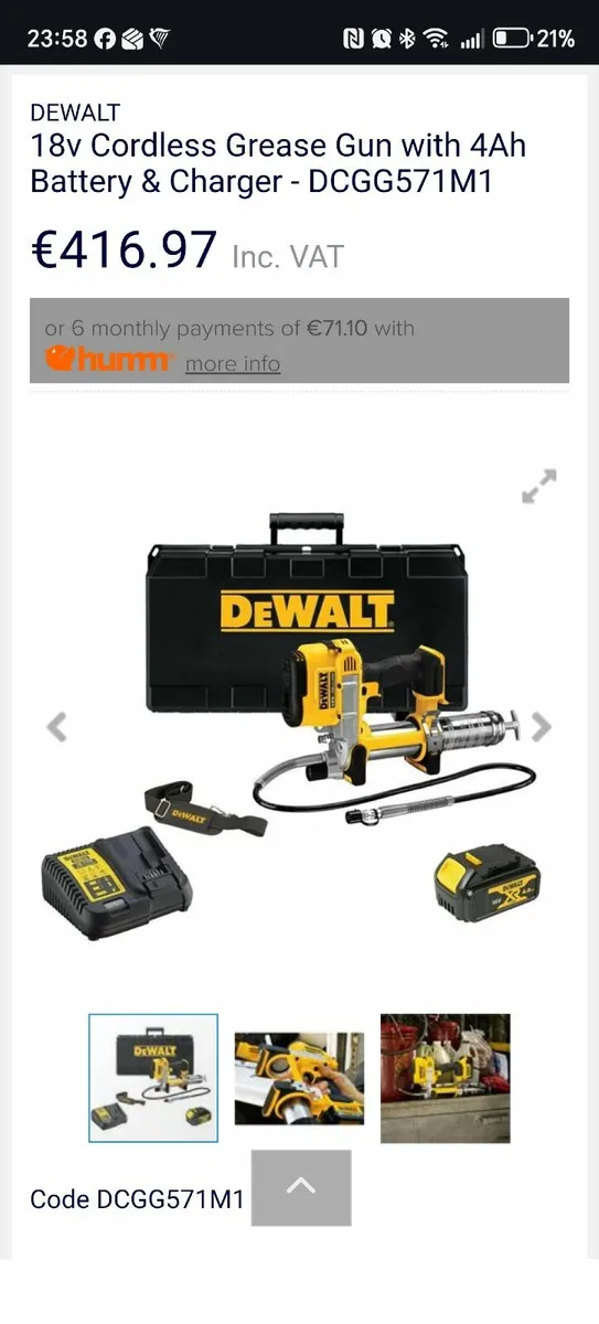 18v cordless grease gun with battery and charger - Image 1