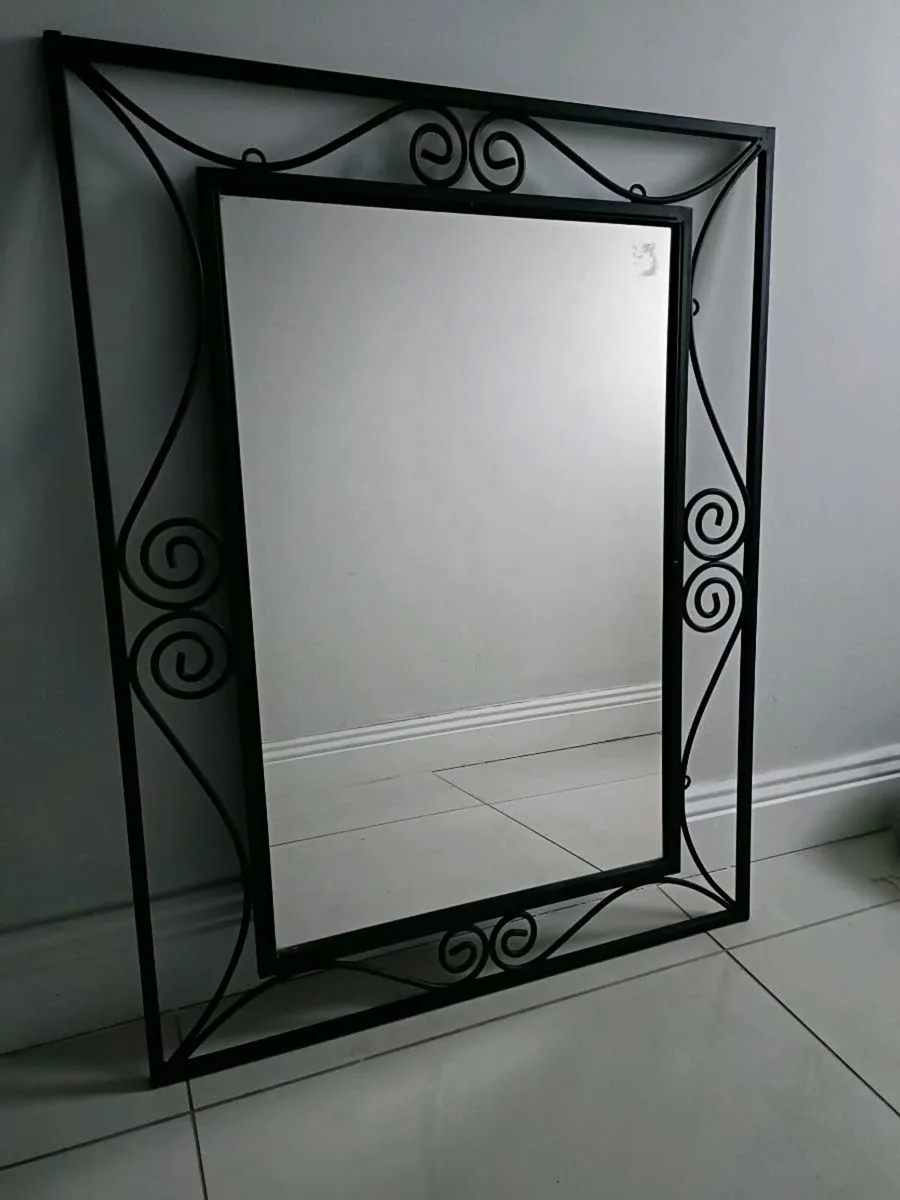 Wrought Iron Style Mirror BLACK - Image 1