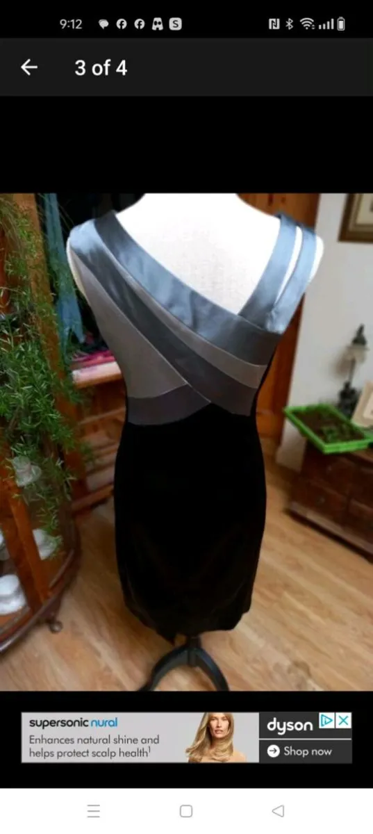 Ladies JAX Black and grey fitted dress, fully line - Image 3