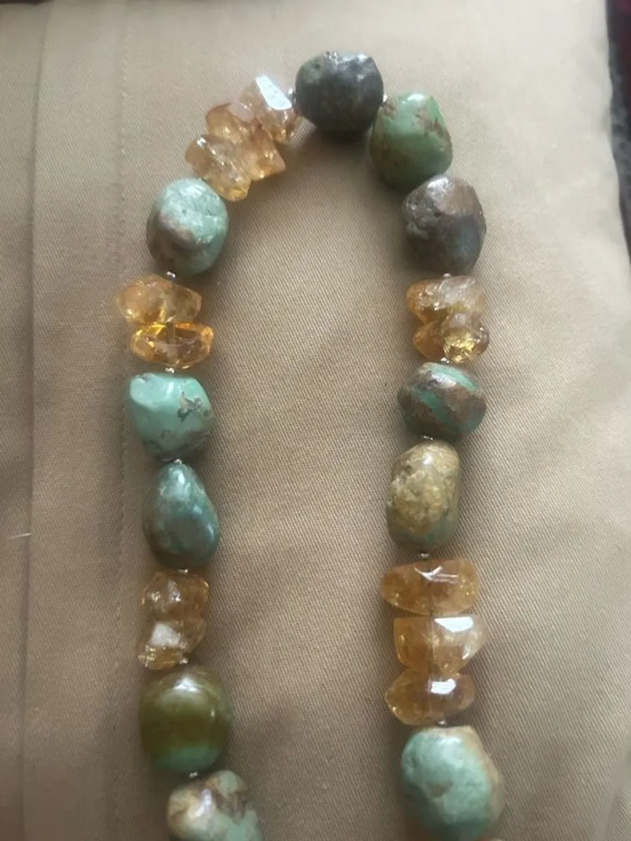 Natural Stone,  Citrine , Turquoise & Silver necklace - Image 4
