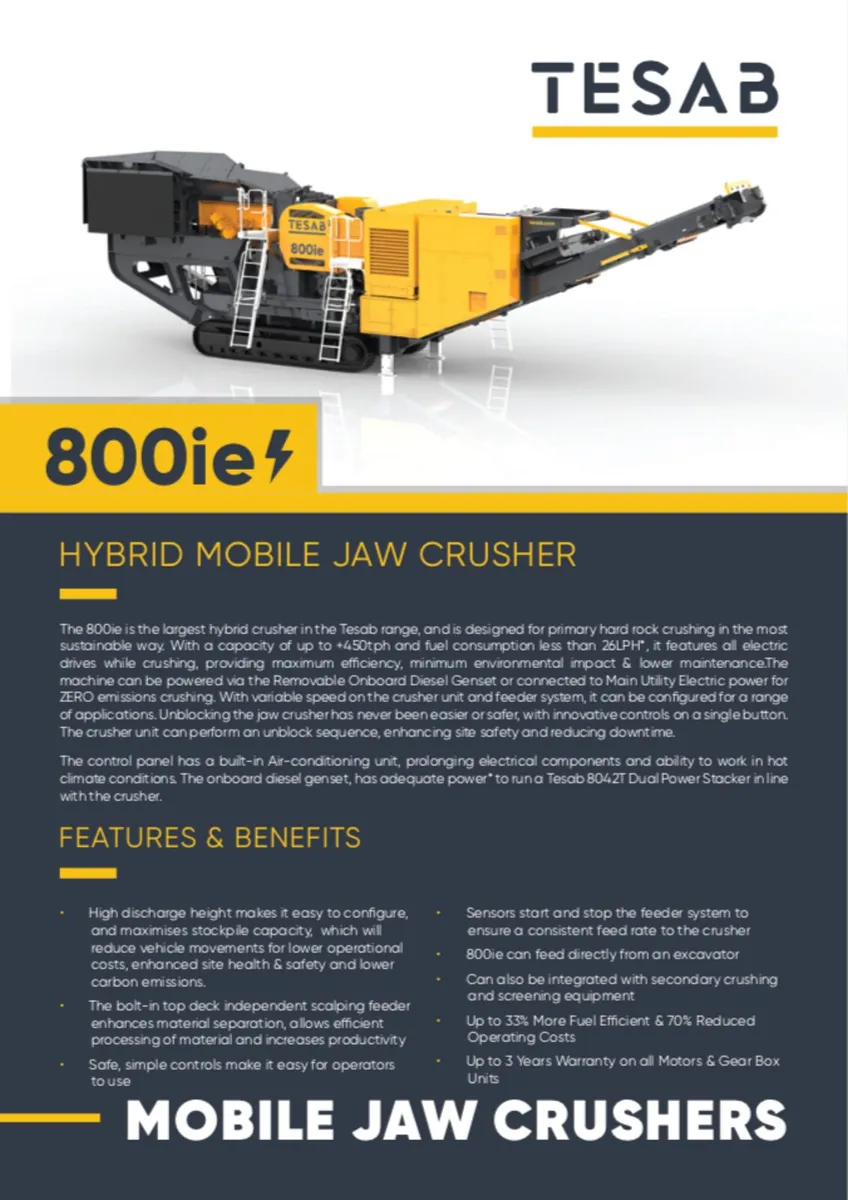 TESAB 800IE HARD ROCK JAW CRUSHER - Image 3