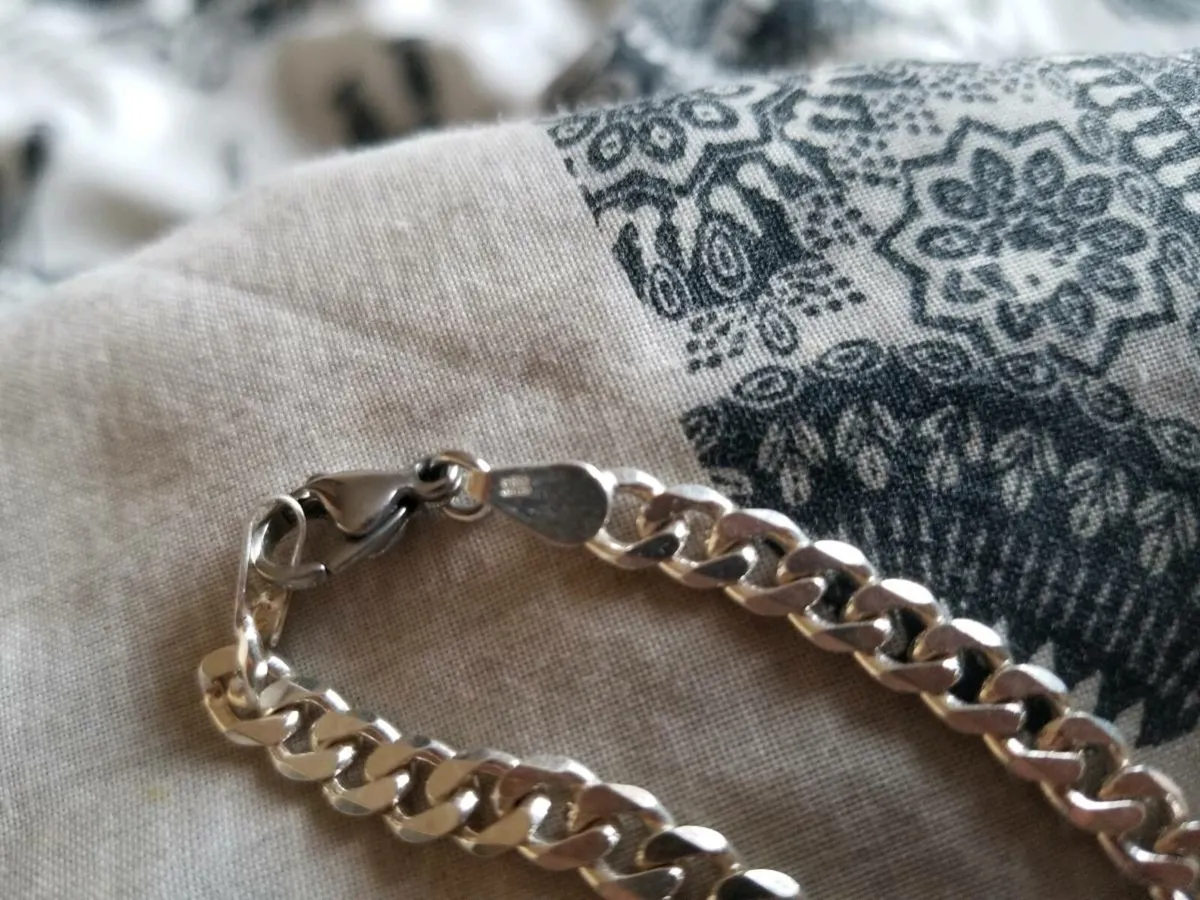 Mens sterling silver bracelet stamped 925 - Image 2