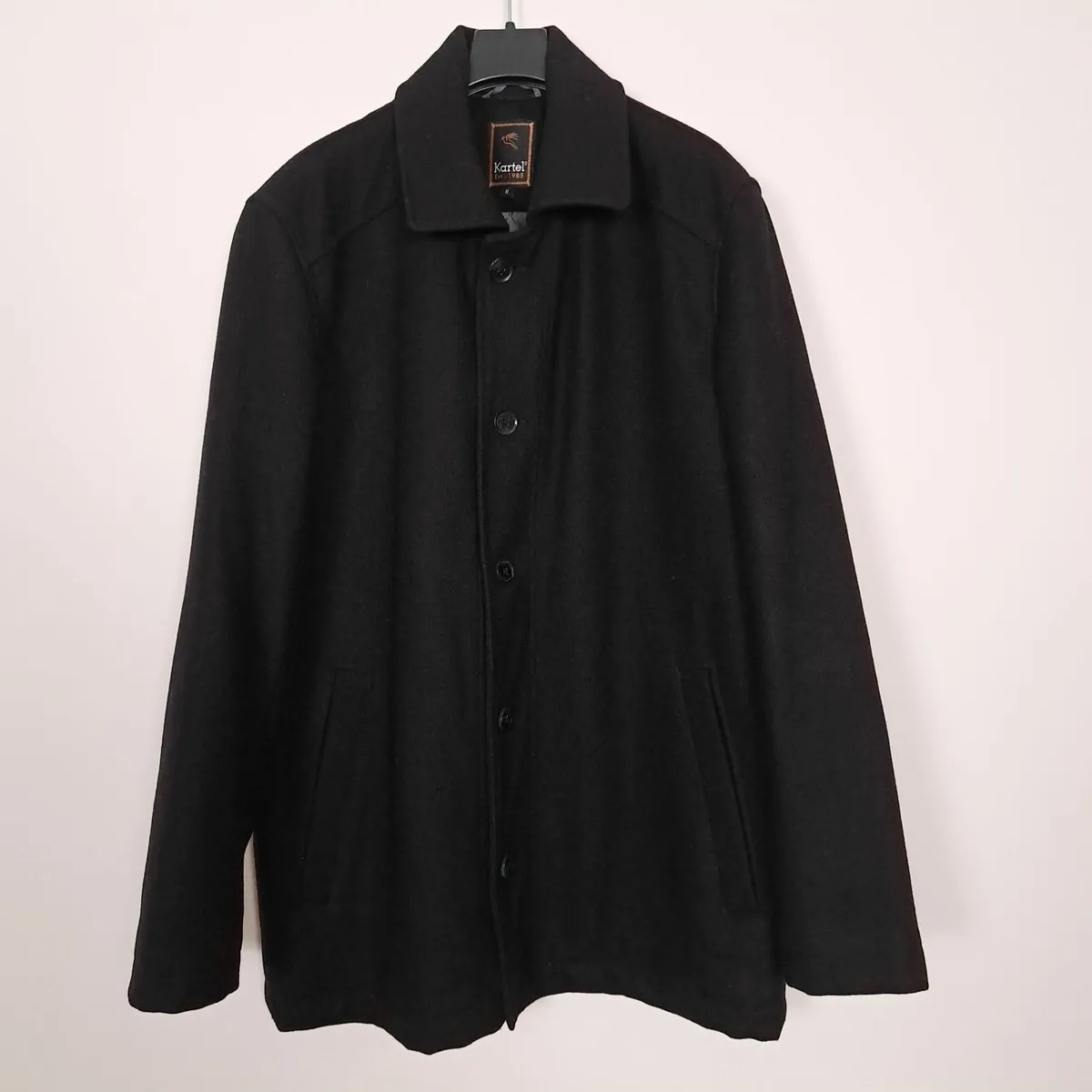 Kartel Black Pea Coat Jacket Wool Mens Size M - Image 1