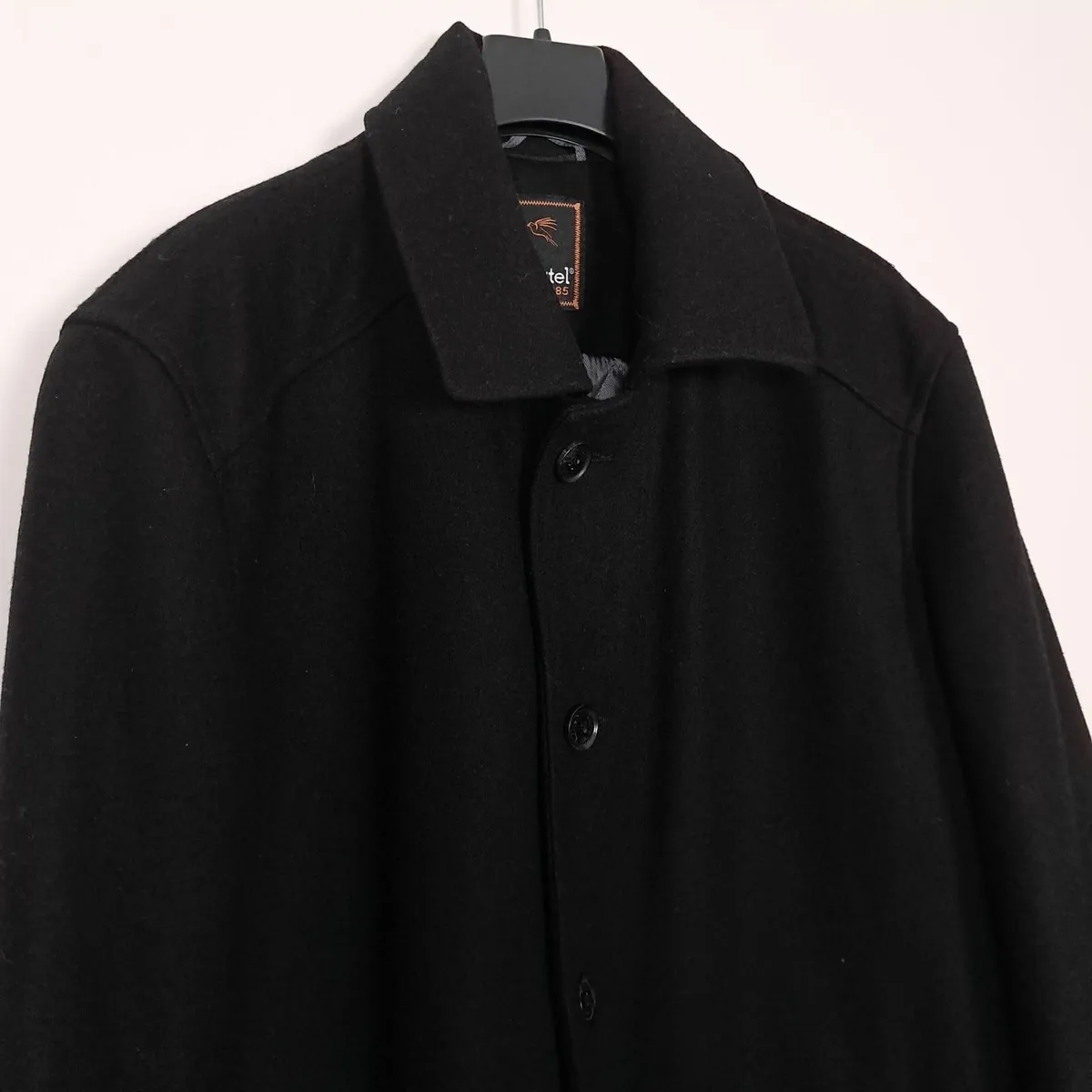 Kartel Black Pea Coat Jacket Wool Mens Size M - Image 3