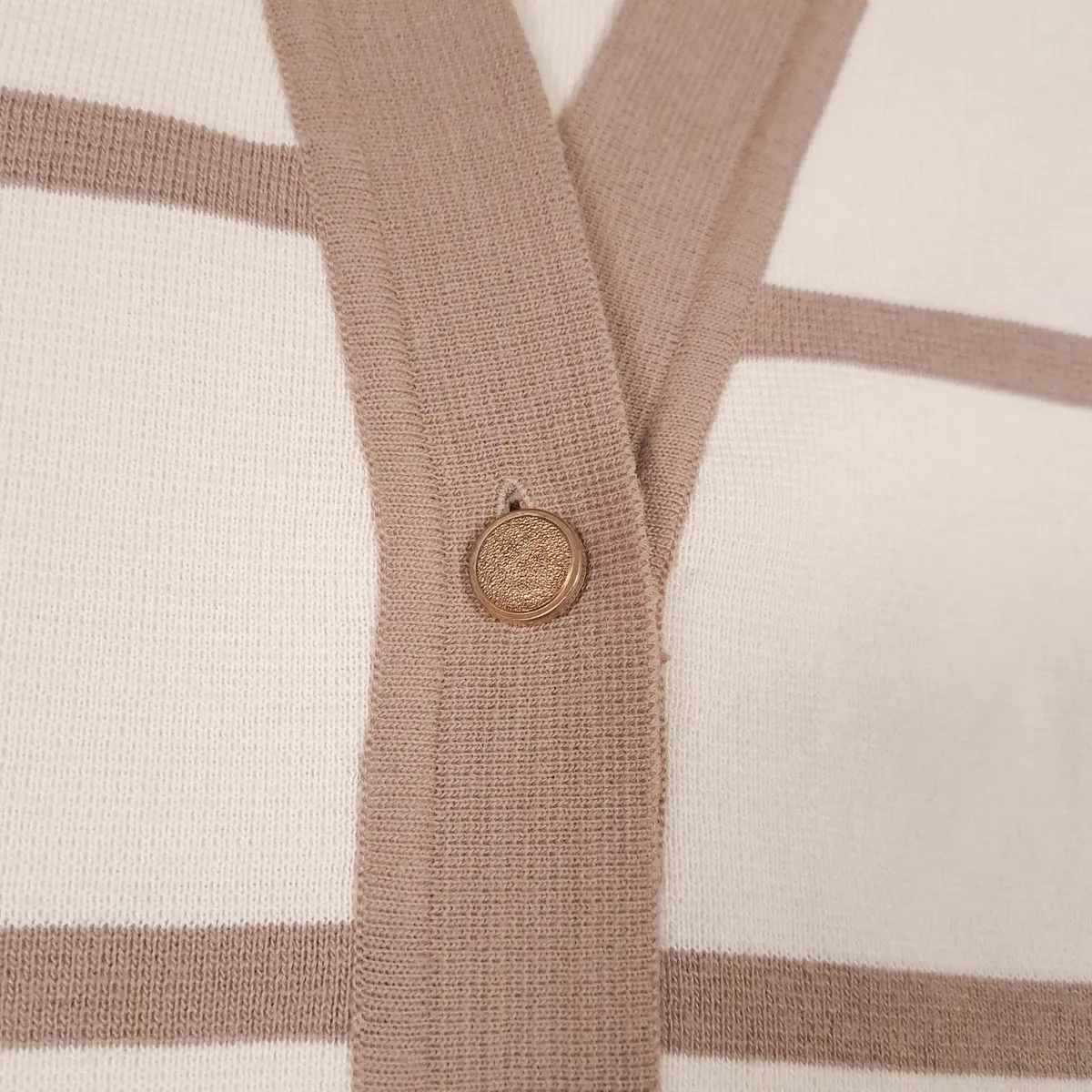 Berkertex Beige White Grid Wool Cardigan 12-14UK - Image 3