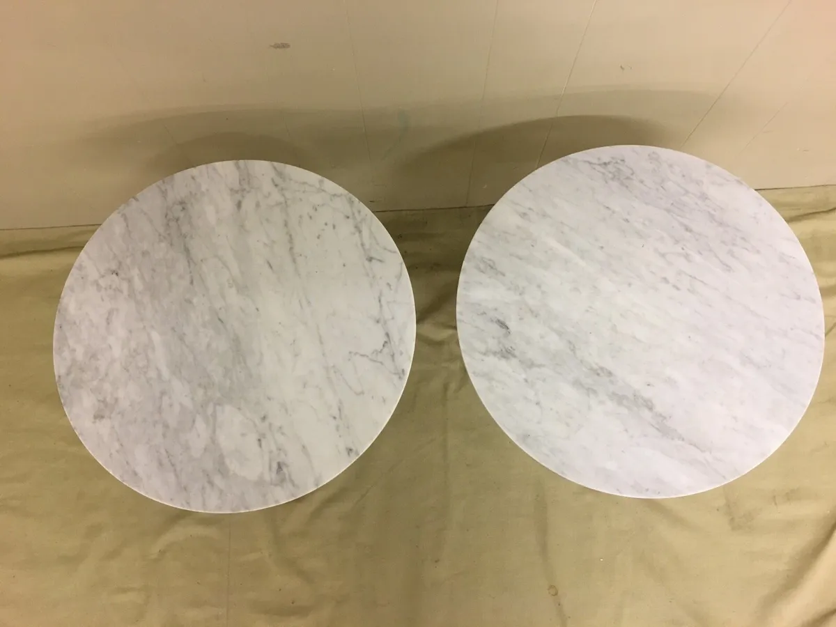 Pair Small Marble Side Tables - Image 2