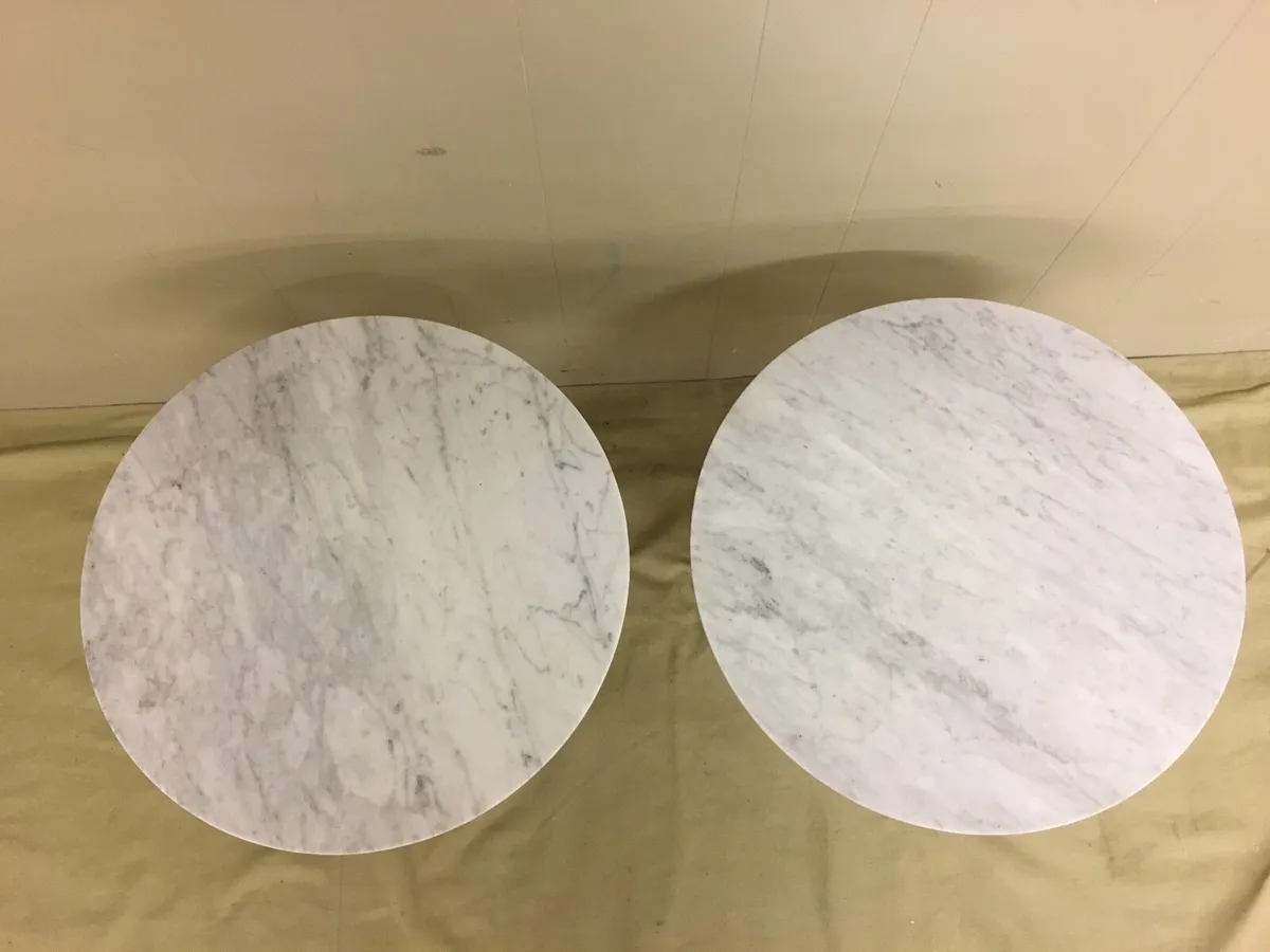 Pair Medium Marble Side Tables - Image 3