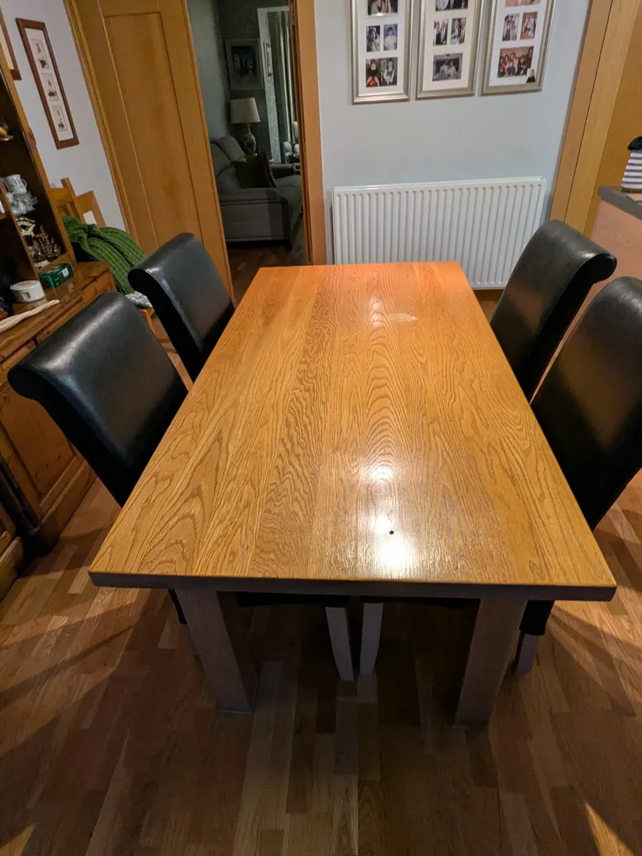 Solid Oak Table & Chairs - Image 2