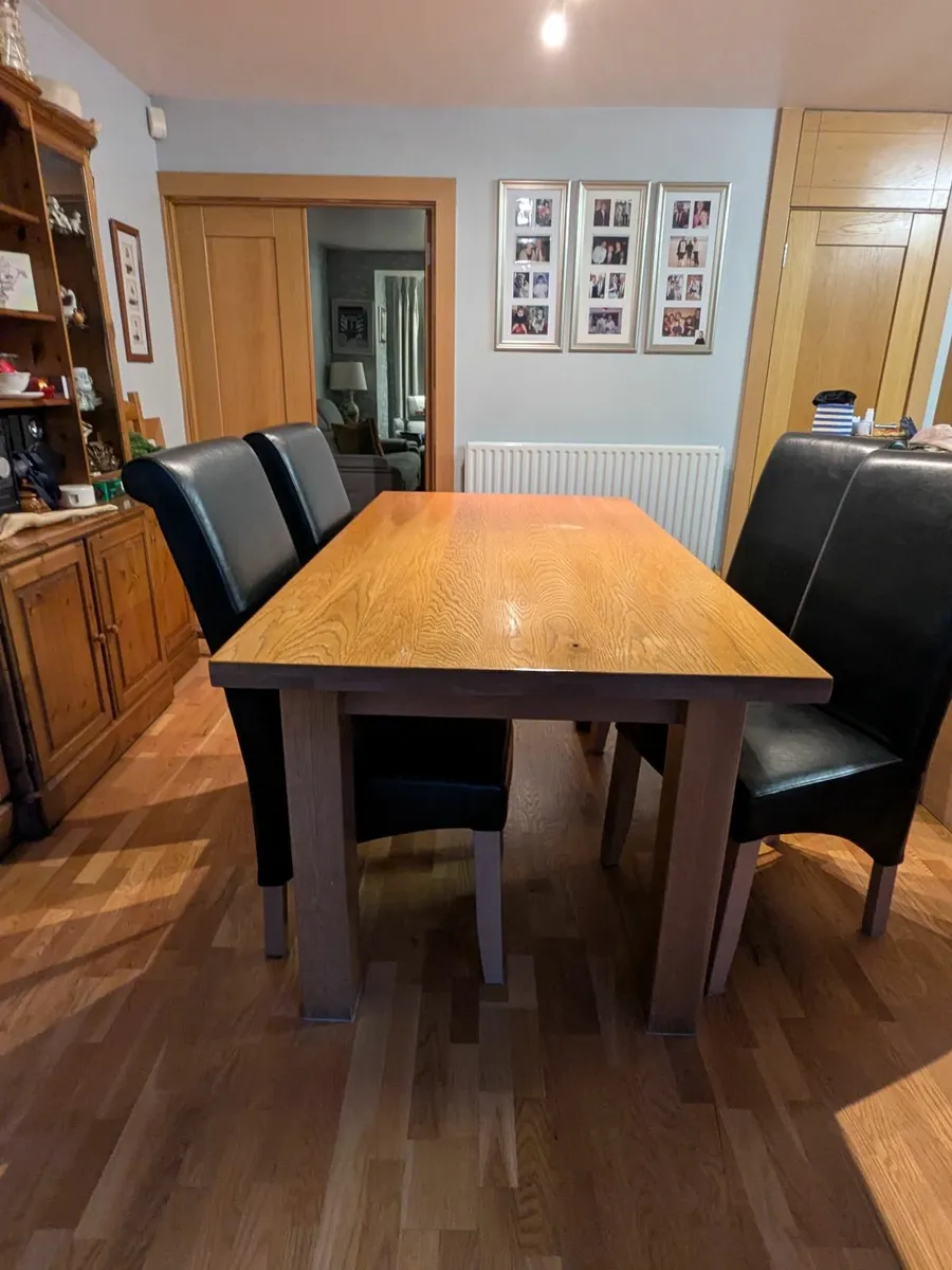 Solid Oak Table & Chairs - Image 3