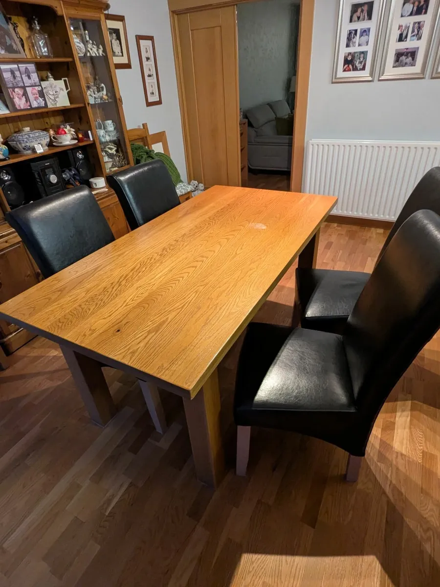 Solid Oak Table & Chairs - Image 4
