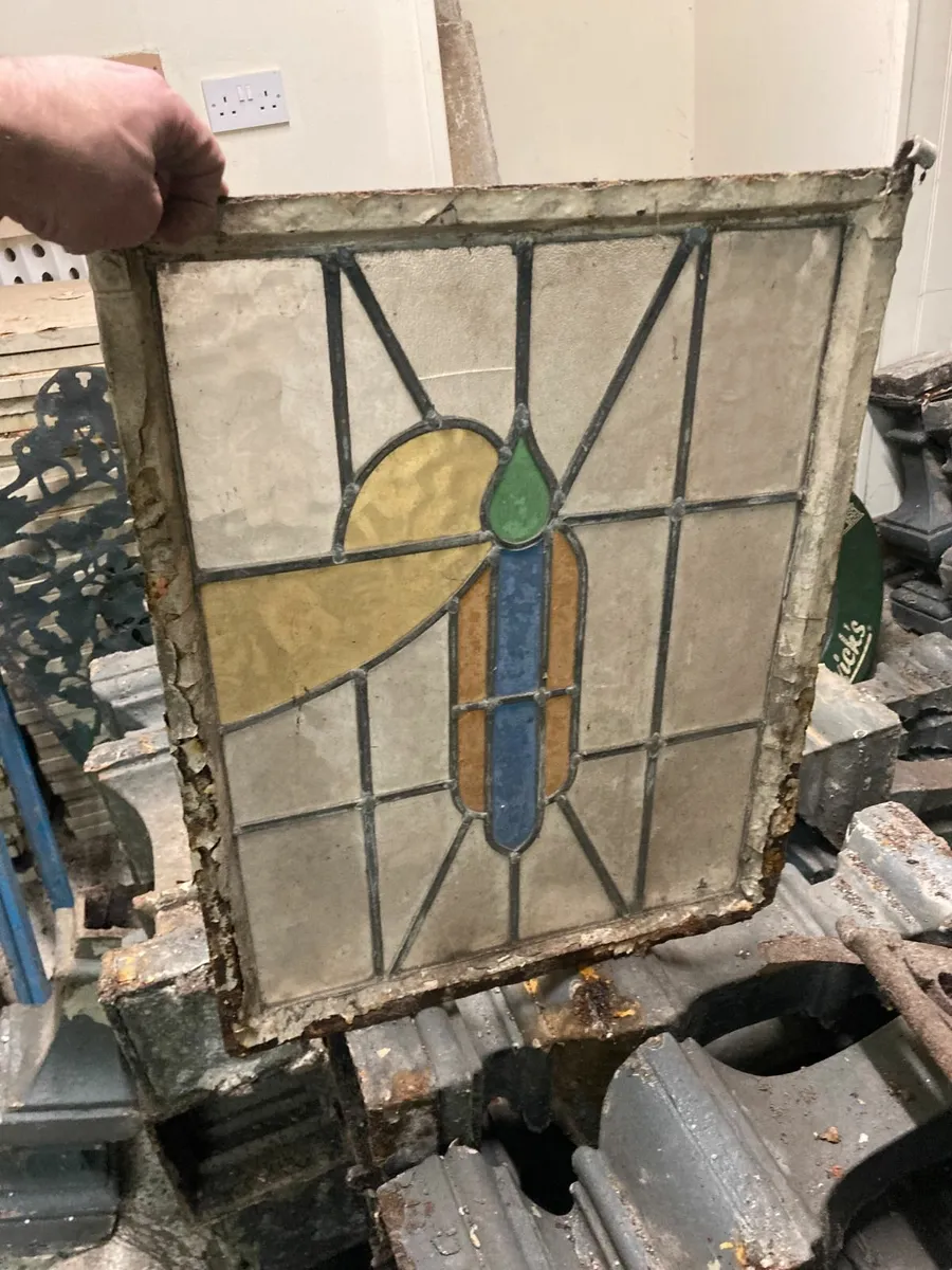 Stained Glass Panels x 2 - Art Nouveau - Image 3