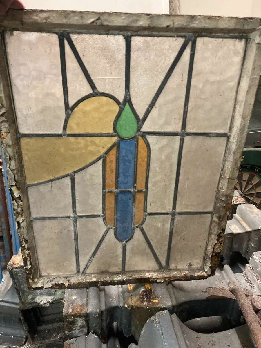 Stained Glass Panels x 2 - Art Nouveau - Image 4