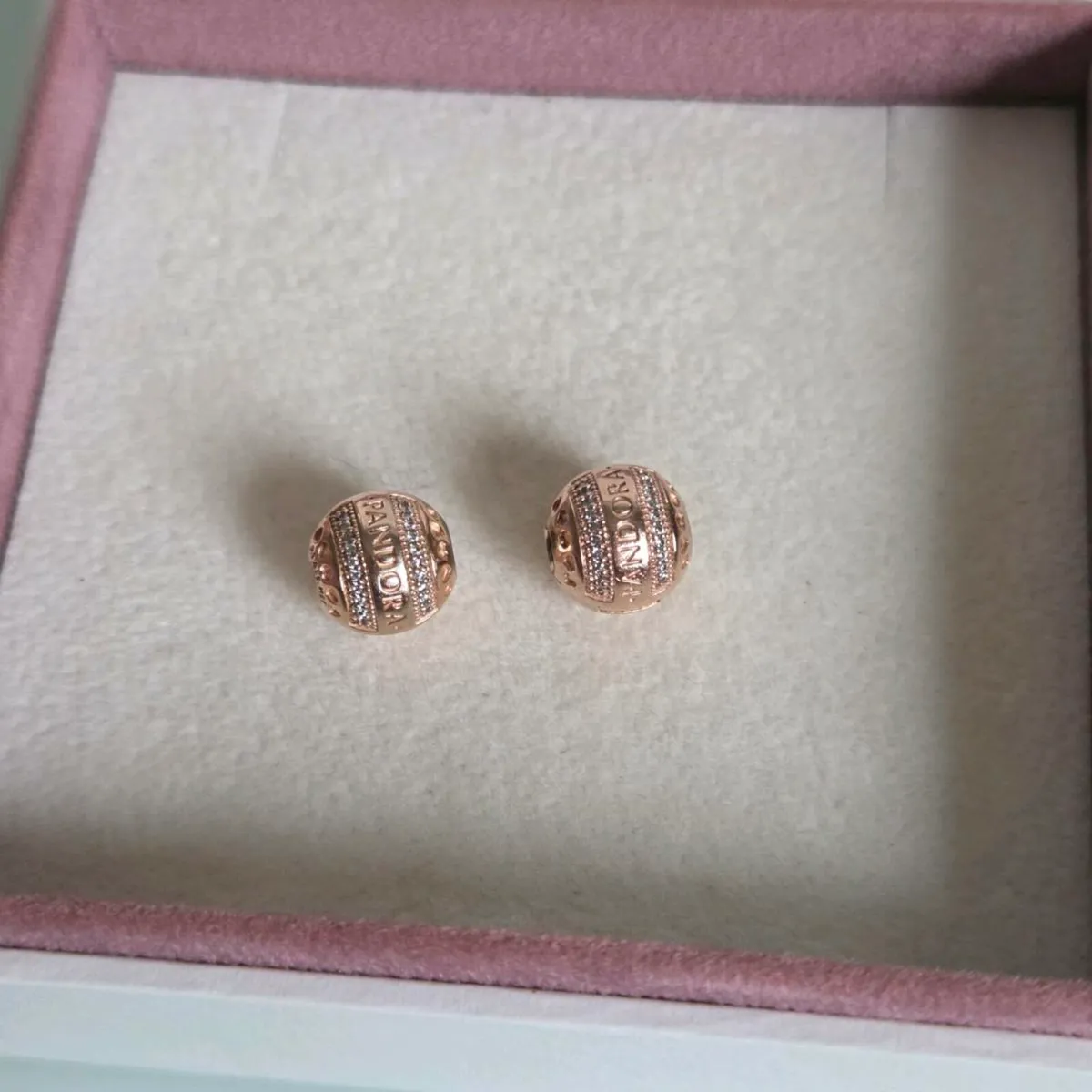 Pandora logo charm clips rose gold perfect conditi - Image 4