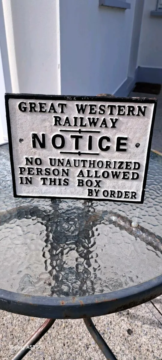 Railway cast iron sign