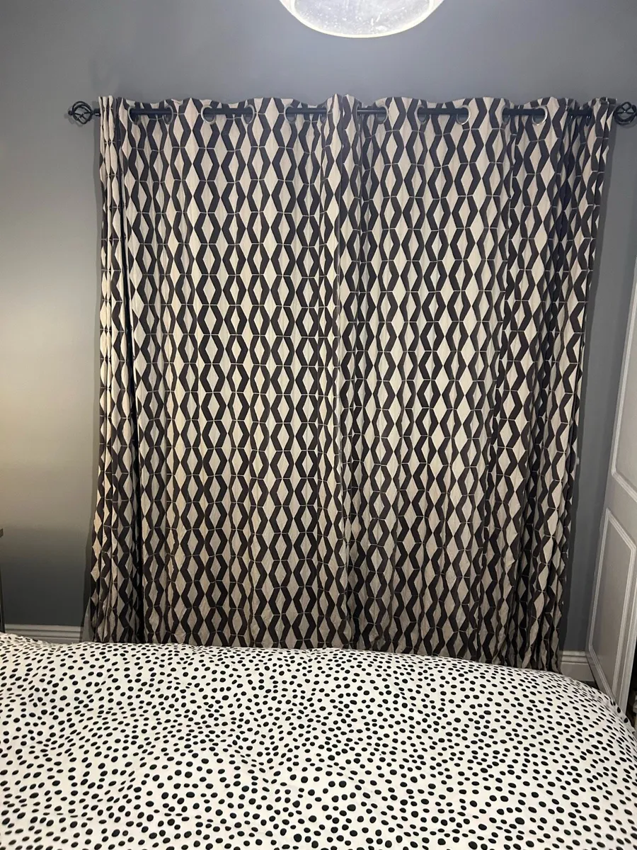 Cream and grey Curtains - Image 1