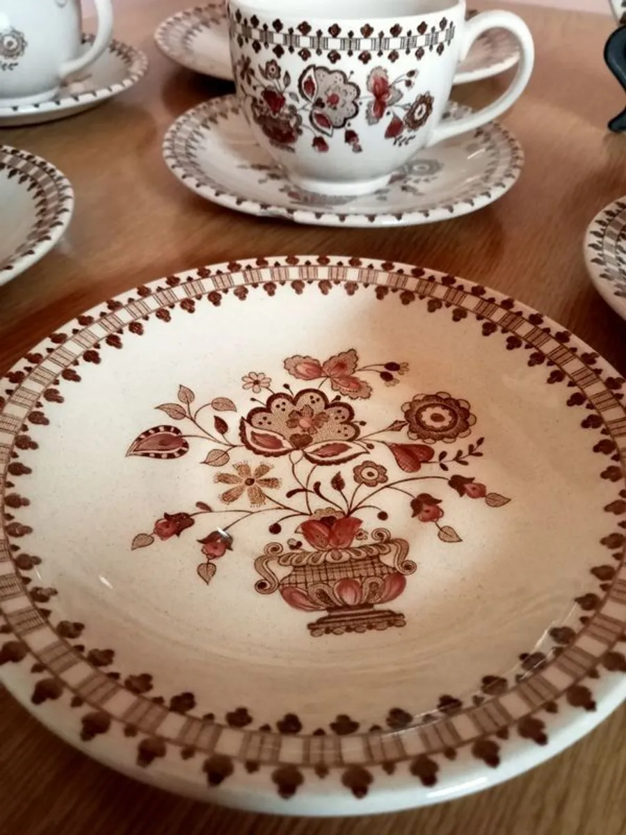 Johnson Brothers Jamestown Old Granite teapot , plates  and cups - Image 4