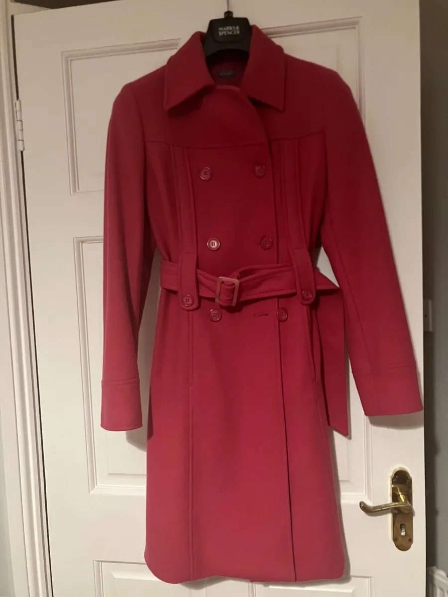 Benetton Cerise Pink belted Coat - Image 1