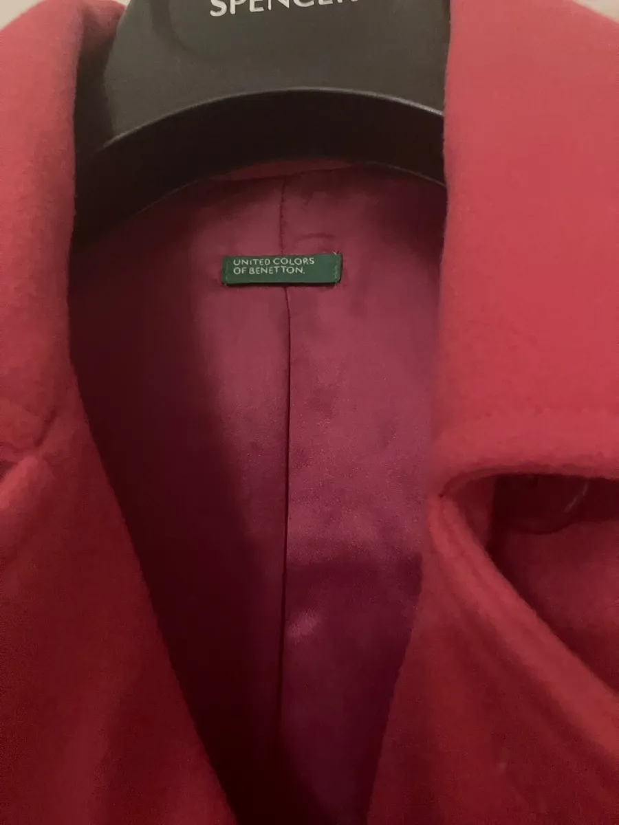 Benetton Cerise Pink belted Coat - Image 2