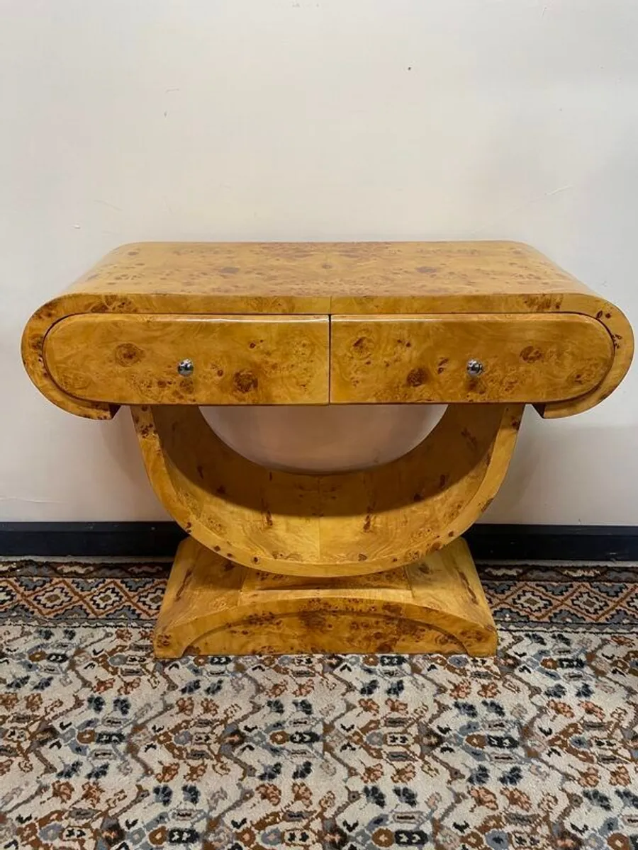 Art Deco Style Walnut Veneer Console Table - Image 1
