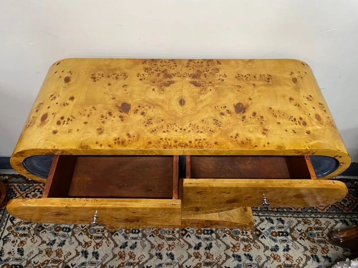 Art Deco Style Walnut Veneer Console Table - Image 2