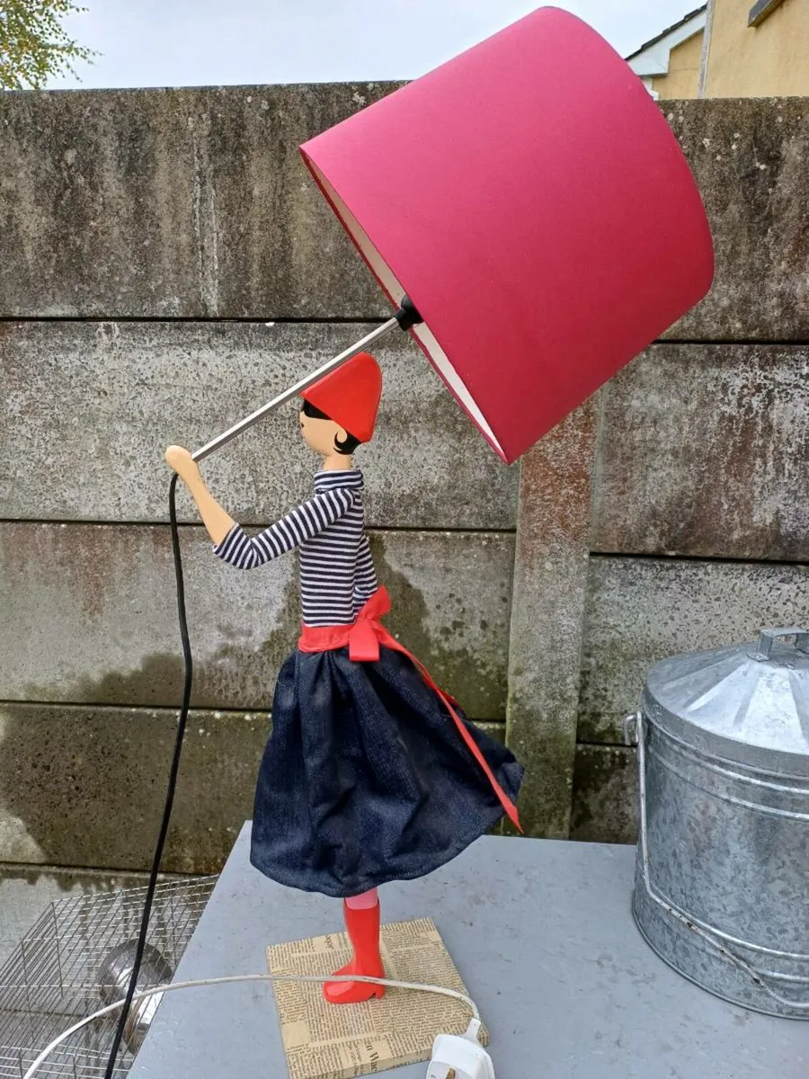 Vintage (Skitso Nikoleta) Wooden Table Lamp - Image 1