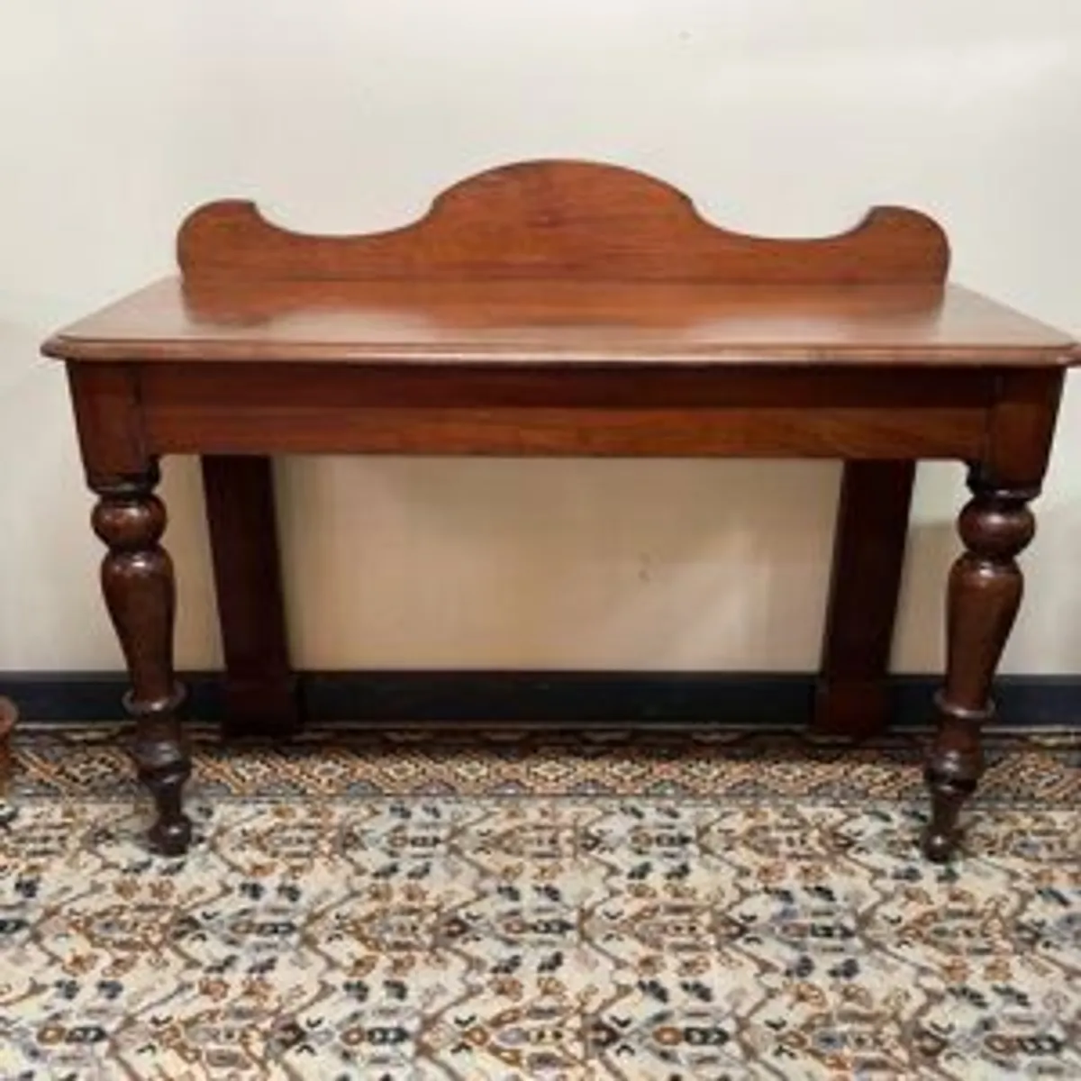 Victorian Mahogany Hall or Console Table with Gallery Back - Image 1