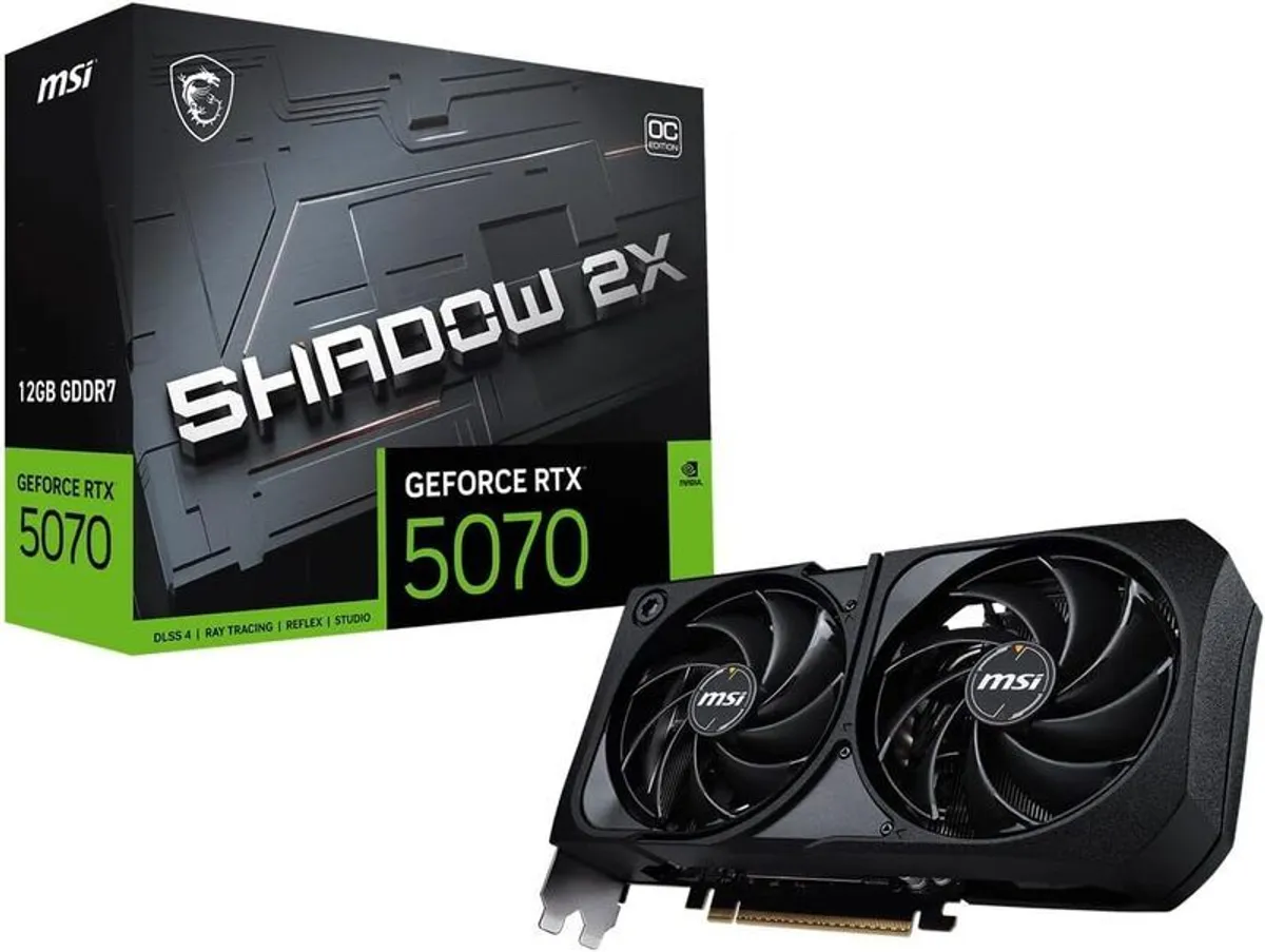 MSI GeForce RTX 5070 12G Shadow 2X OC - 12GB GDDR7 (28Gbps/192-bit), PCIe 5X 16, Boost: 2542 MHz, HDMI 2.1b, DisplayPort 2.1b Graphic Card